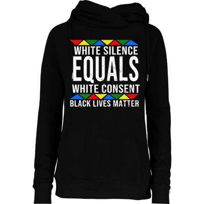 White Silence Black Lives Matter Womens Funnel Neck Pullover Hood