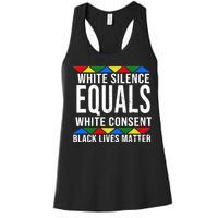 White Silence Black Lives Matter Women's Racerback Tank