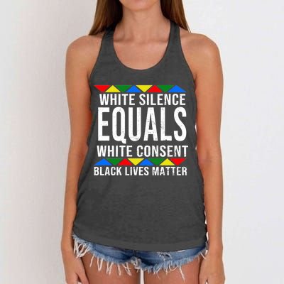 White Silence Black Lives Matter Women's Knotted Racerback Tank