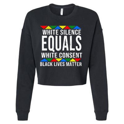 White Silence Black Lives Matter Cropped Pullover Crew