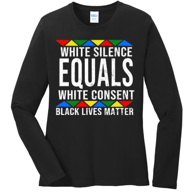 White Silence Black Lives Matter Ladies Long Sleeve Shirt