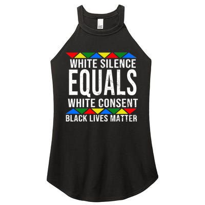 White Silence Black Lives Matter Women's Perfect Tri Rocker Tank