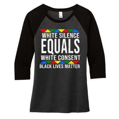 White Silence Black Lives Matter Women's Tri-Blend 3/4-Sleeve Raglan Shirt