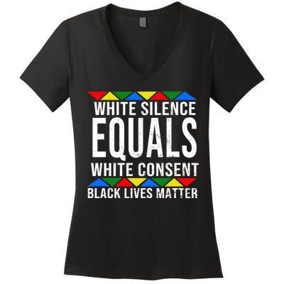 White Silence Black Lives Matter Women's V-Neck T-Shirt