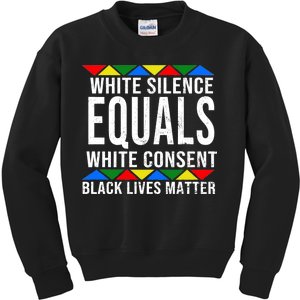 White Silence Black Lives Matter Kids Sweatshirt