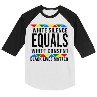 White Silence Black Lives Matter Kids Colorblock Raglan Jersey