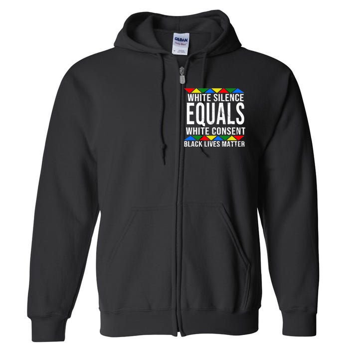 White Silence Black Lives Matter Full Zip Hoodie