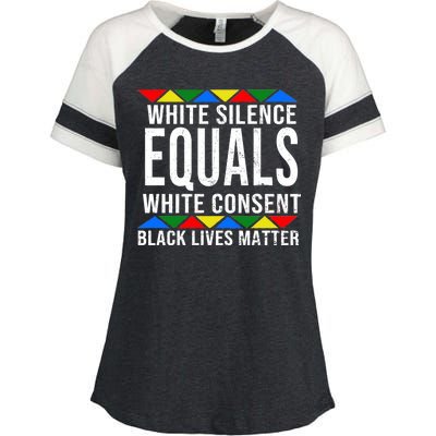 White Silence Black Lives Matter Enza Ladies Jersey Colorblock Tee