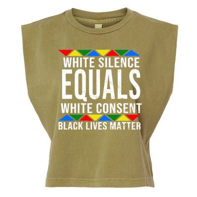 White Silence Black Lives Matter Garment-Dyed Women's Muscle Tee