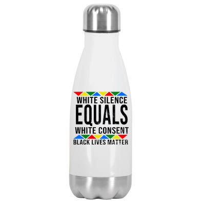 White Silence Black Lives Matter Stainless Steel Insulated Water Bottle