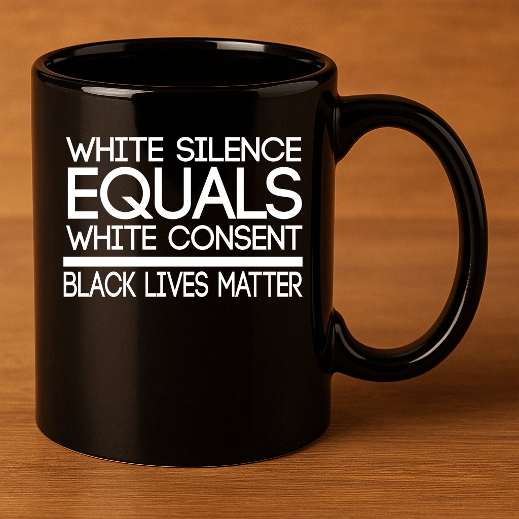 White Silence Equals White Consent Black Lives Matter 11oz C Handle Ceramic Mug