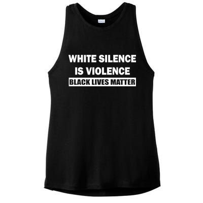 White Silence Is Violence Ladies PosiCharge Tri-Blend Wicking Tank