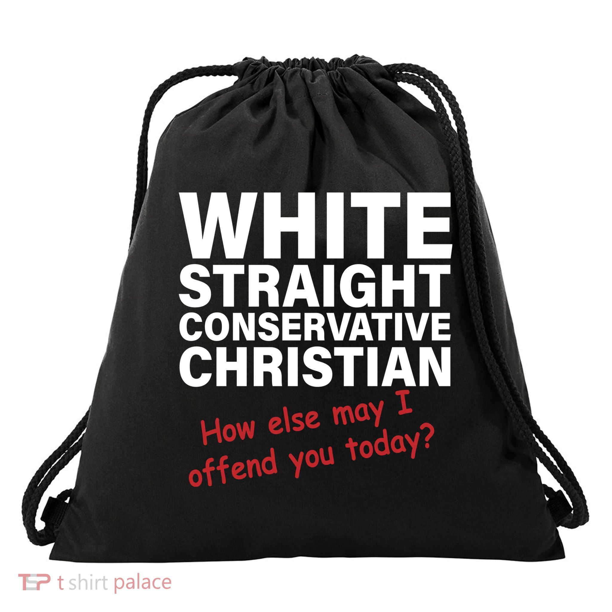 White Straight Conservative Christian Drawstring Bag