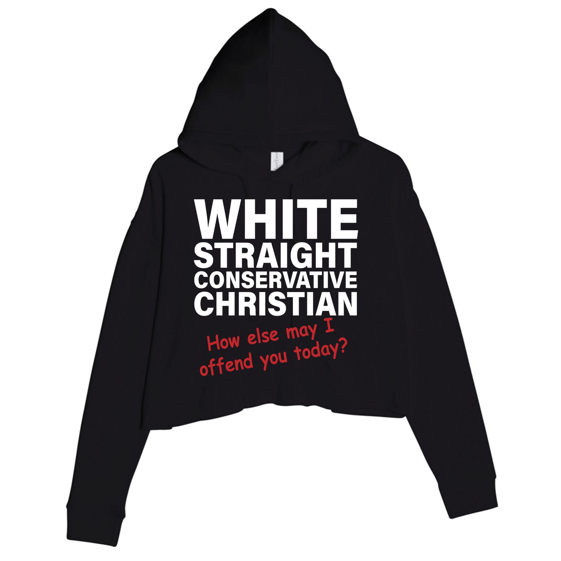 White Straight Conservative Christian Crop Fleece Hoodie