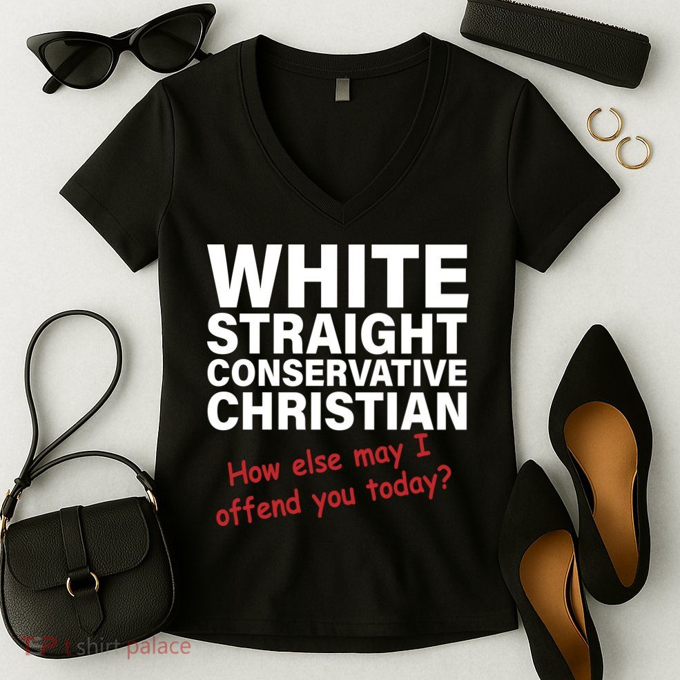 White Straight Conservative Christian Women's V-Neck T-Shirt