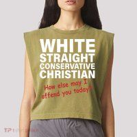 White Straight Conservative Christian Garment-Dyed Women's Muscle Tee
