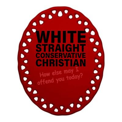 White Straight Conservative Christian Ceramic Oval Ornament