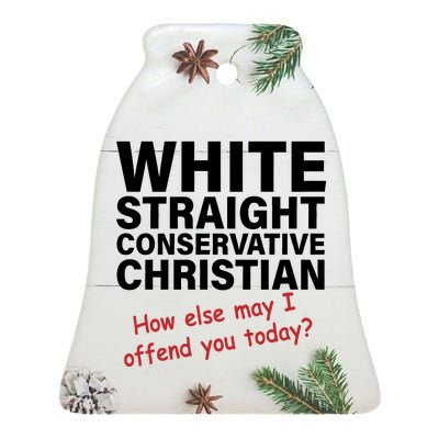 White Straight Conservative Christian Ceramic Bell Ornament