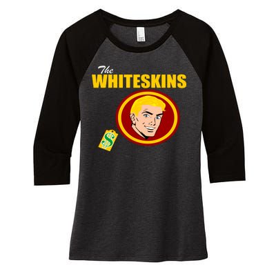 Whiteskins Football Native American Indian Women's Tri-Blend 3/4-Sleeve Raglan Shirt