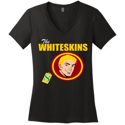 Whiteskins Football Native American Indian Women's V-Neck T-Shirt