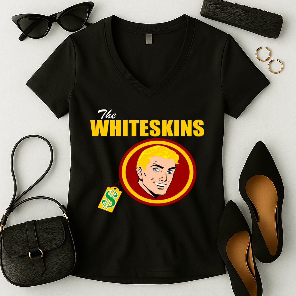 Whiteskins Football Native American Indian Women's V-Neck T-Shirt