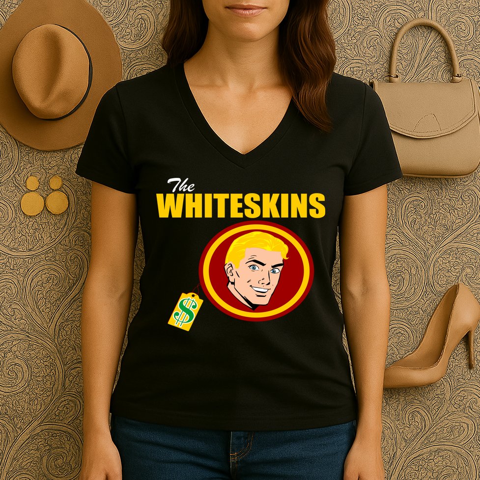 Whiteskins Football Native American Indian Women's V-Neck T-Shirt
