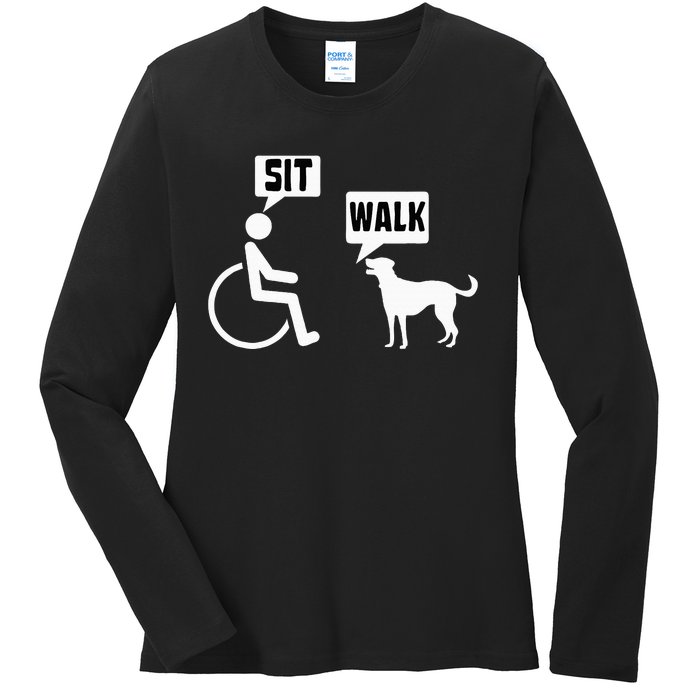 Wheelchair Humor Joke For A Disability In A Wheelchair Ladies Long Sleeve Shirt