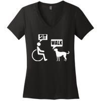 Wheelchair Humor Joke For A Disability In A Wheelchair Women's V-Neck T-Shirt