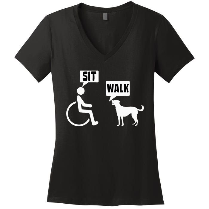 Wheelchair Humor Joke For A Disability In A Wheelchair Women's V-Neck T-Shirt