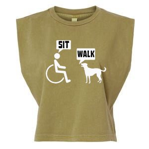 Wheelchair Humor Joke For A Disability In A Wheelchair Garment-Dyed Women's Muscle Tee