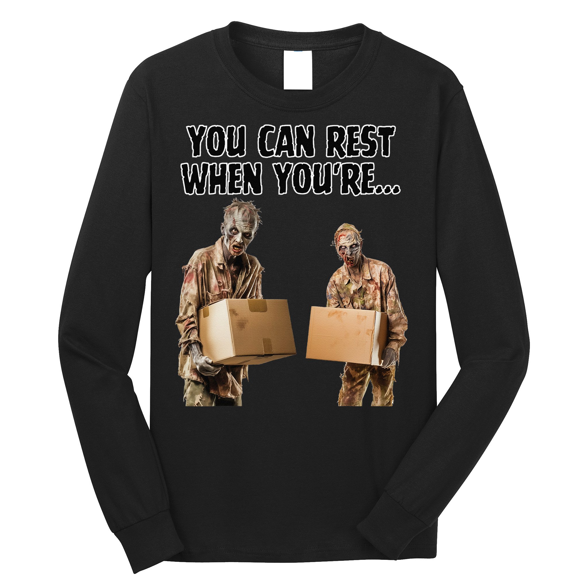 Work Humor Jobs Employee Blue Collar Worker Funny Zombies Long Sleeve Shirt