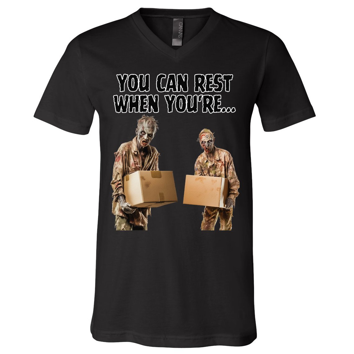 Work Humor Jobs Employee Blue Collar Worker Funny Zombies V-Neck T-Shirt