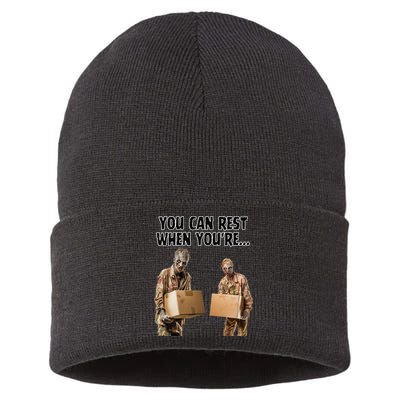 Work Humor Jobs Employee Blue Collar Worker Funny Zombies Sustainable Knit Beanie