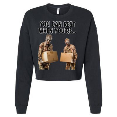 Work Humor Jobs Employee Blue Collar Worker Funny Zombies Cropped Pullover Crew
