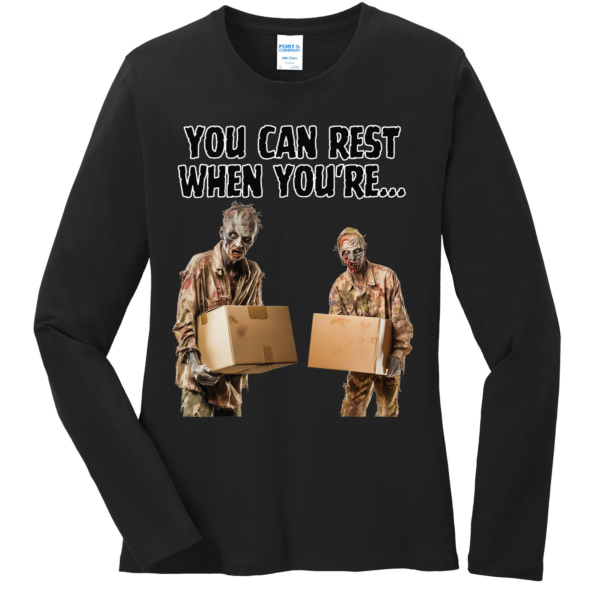 Work Humor Jobs Employee Blue Collar Worker Funny Zombies Ladies Long Sleeve Shirt