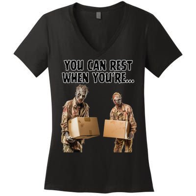 Work Humor Jobs Employee Blue Collar Worker Funny Zombies Women's V-Neck T-Shirt