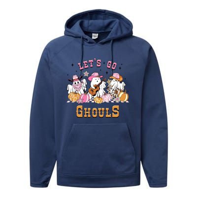 Western Halloween Lets Go Ghouls Spooky Cow Cow Gift Performance Fleece Hoodie