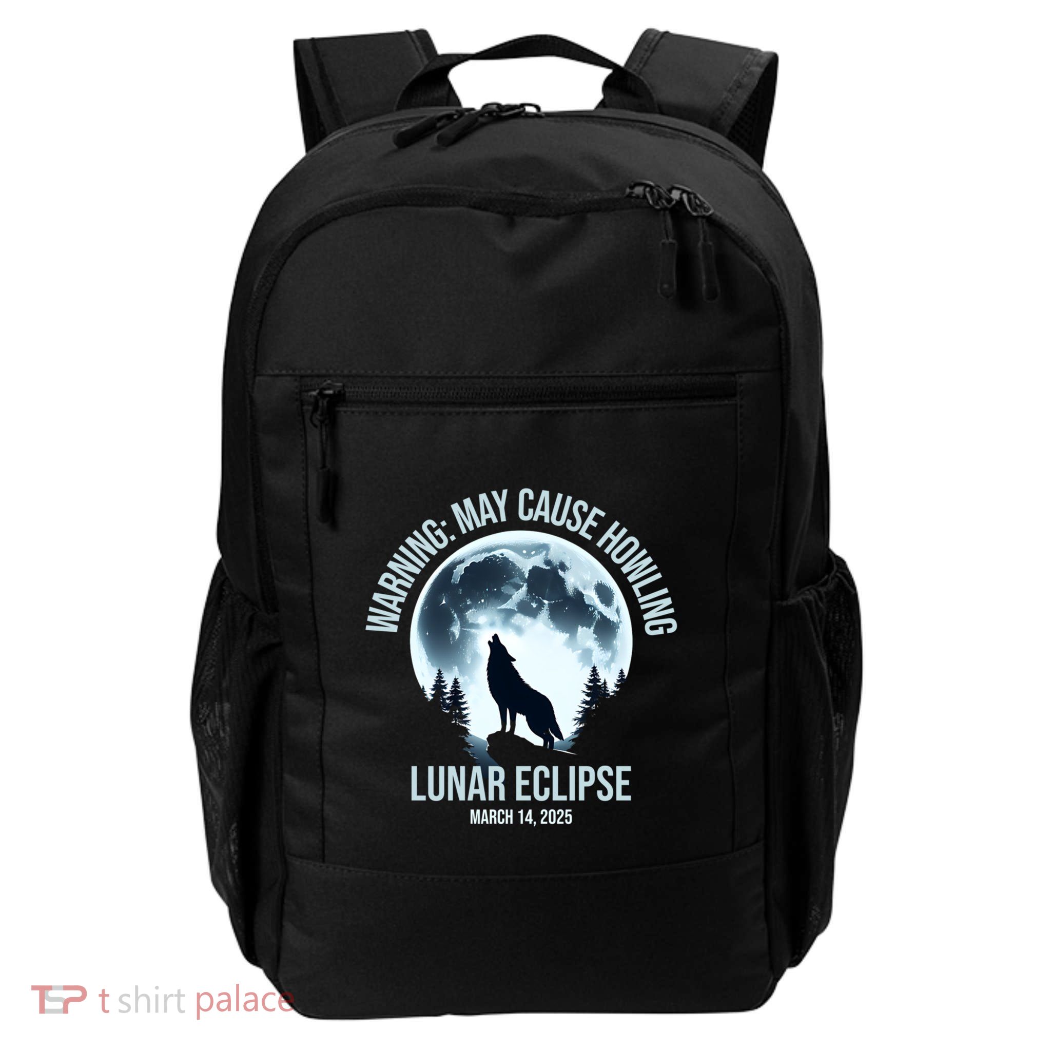 Wolf Howling Lunar Eclipse March 14 2025 Total Lunar Eclipse Great Gift Daily Commute Backpack