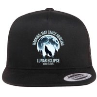 Wolf Howling Lunar Eclipse March 14 2025 Total Lunar Eclipse Great Gift Flat Bill Trucker Hat