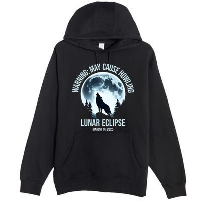 Wolf Howling Lunar Eclipse March 14 2025 Total Lunar Eclipse Great Gift Premium Pullover Hoodie