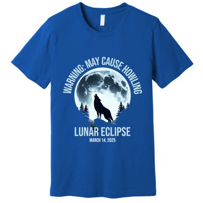 Wolf Howling Lunar Eclipse March 14 2025 Total Lunar Eclipse Great Gift Premium T-Shirt