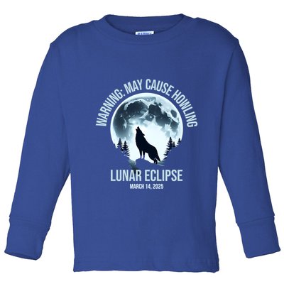 Wolf Howling Lunar Eclipse March 14 2025 Total Lunar Eclipse Great Gift Toddler Long Sleeve Shirt