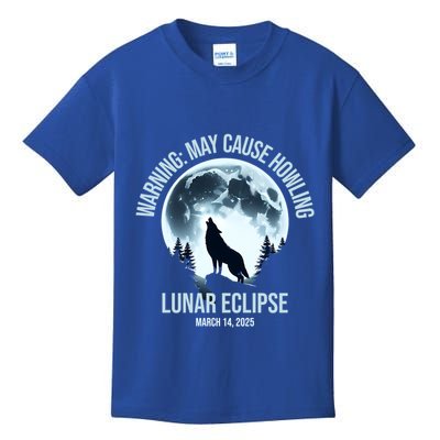 Wolf Howling Lunar Eclipse March 14 2025 Total Lunar Eclipse Great Gift Kids T-Shirt