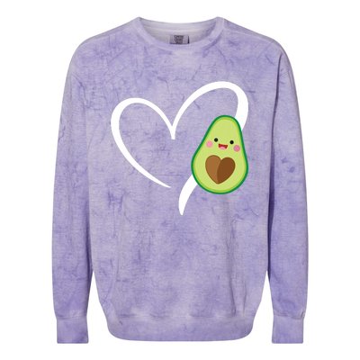 Women Heart Love Avocados Vneck Colorblast Crewneck Sweatshirt