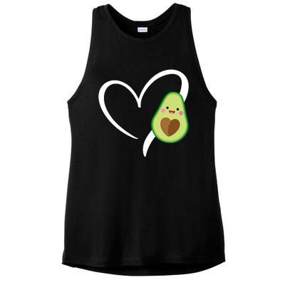 Women Heart Love Avocados Vneck Ladies PosiCharge Tri-Blend Wicking Tank