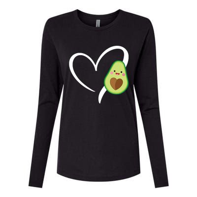 Women Heart Love Avocados Vneck Womens Cotton Relaxed Long Sleeve T-Shirt