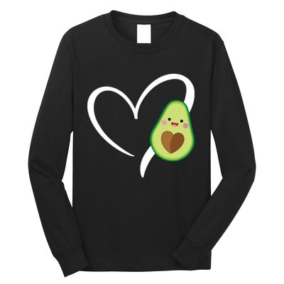 Women Heart Love Avocados Vneck Long Sleeve Shirt