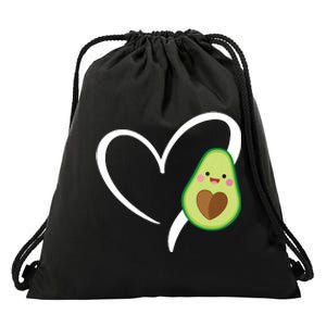 Women Heart Love Avocados Vneck Drawstring Bag