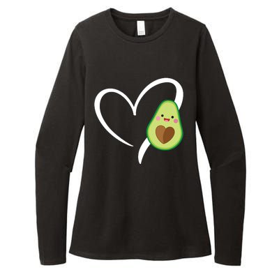 Women Heart Love Avocados Vneck Womens CVC Long Sleeve Shirt