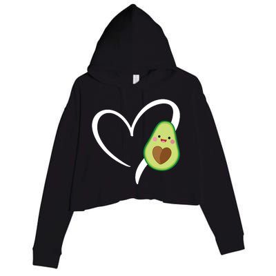 Women Heart Love Avocados Vneck Crop Fleece Hoodie